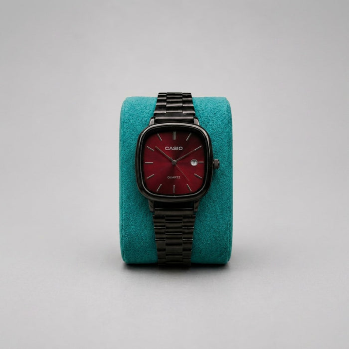 Casio A138 Vintage Premium — Black & Red