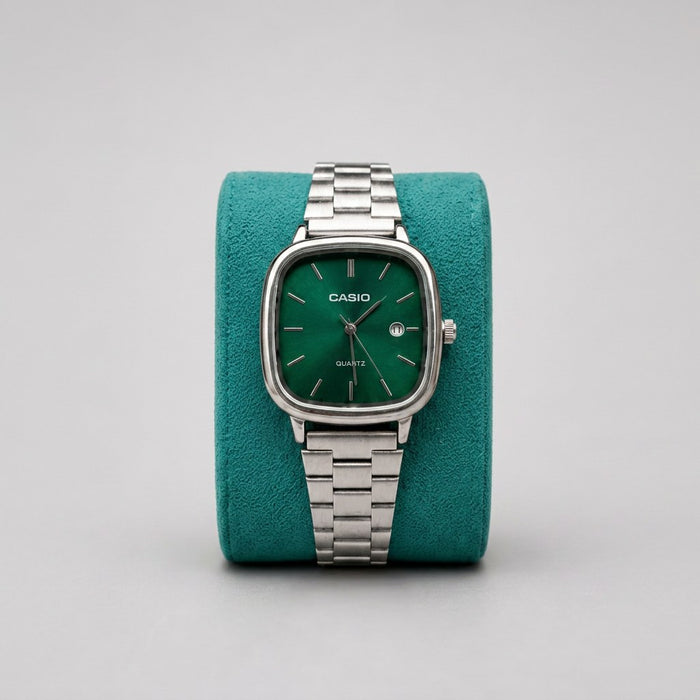 Casio A138 Vintage Premium — Silver & Green