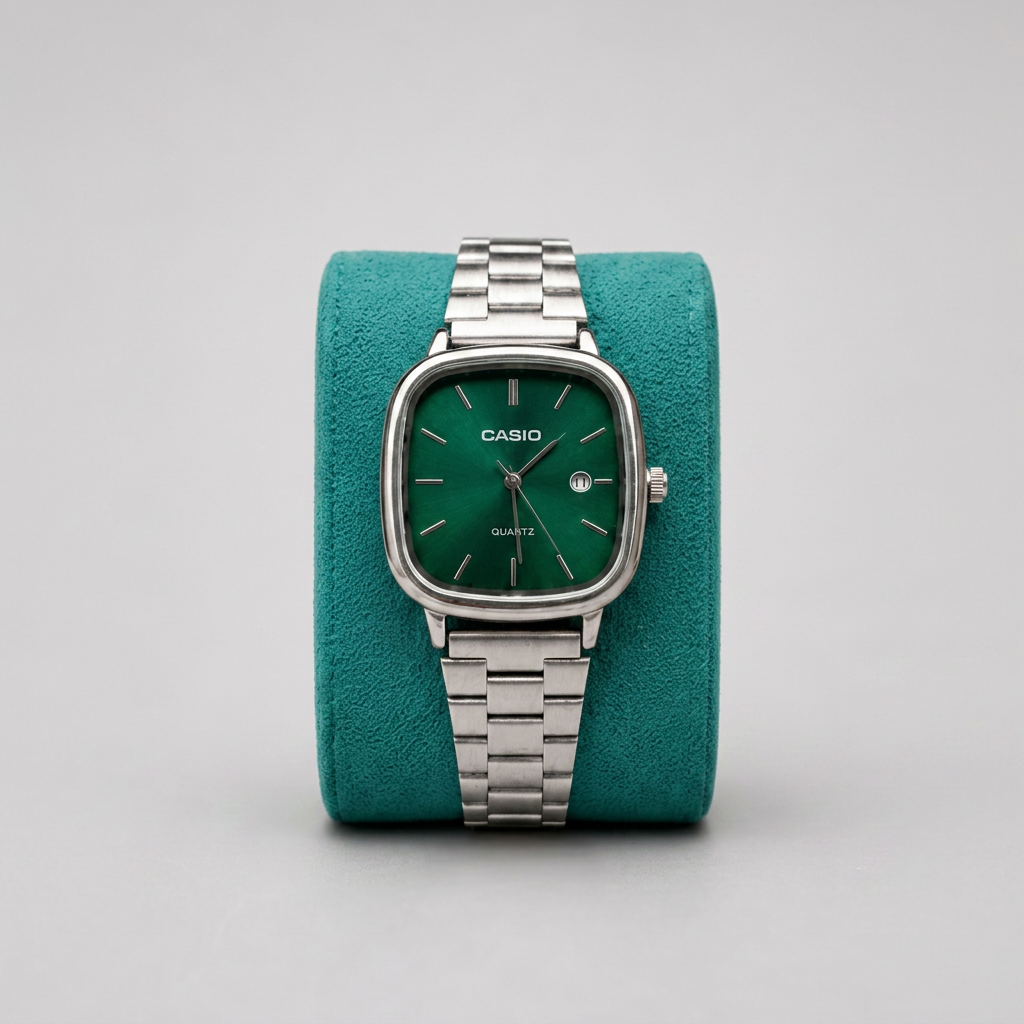 Casio A138 Silver & Green